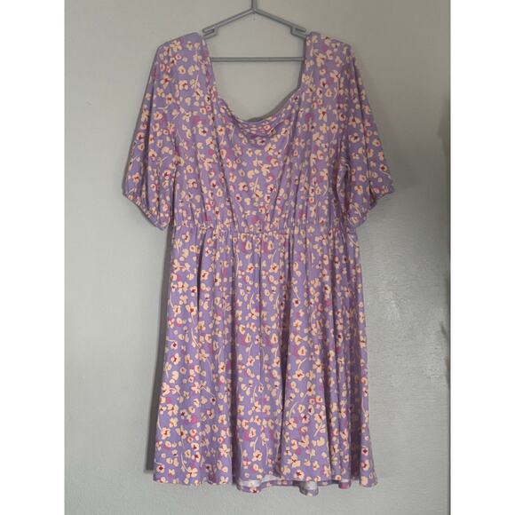 ASOS Simply Be Tie Front Mini Skater Dress Womens Plus Size 18 Purple Lilac - Picture 5 of 14